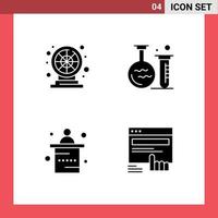 pack d'icônes vectorielles stock de 4 signes et symboles de ligne pour les éléments de conception vectoriels modifiables de réception de laboratoire de jeu de marketing de roue vecteur