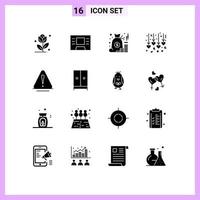 16 concept de glyphe solide pour les sites Web appareils mobiles et applications avertissant argent danger lune de miel éléments de conception vectoriels modifiables vecteur