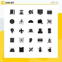 25 icônes créatives signes et symboles modernes de la télévision informations financières en ligne contact éléments de conception vectoriels modifiables vecteur