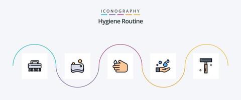 ligne de routine d'hygiène remplie de pack d'icônes plat 5 comprenant. savon. le rasoir vecteur