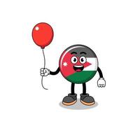 dessin animé du drapeau de la jordanie tenant un ballon vecteur