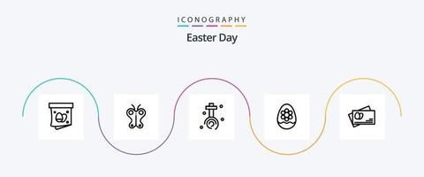pack d'icônes de la ligne 5 de pâques, y compris le passeport. fleur. fête. Pâques. œuf vecteur