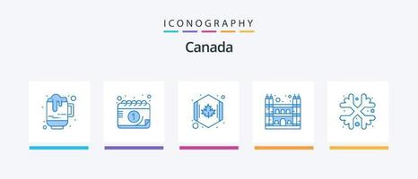 pack d'icônes bleu canada 5 comprenant un flocon de neige. notre. Canada. dame. dessin animé. conception d'icônes créatives vecteur