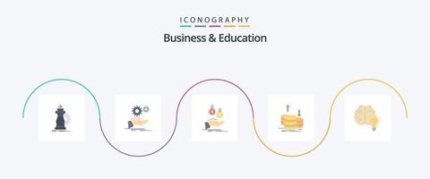 pack d'icônes plat 5 pour les affaires et l'éducation, y compris le capital. pièces de monnaie. engrenage. argent. monnaie vecteur