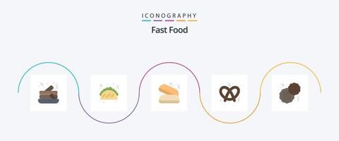 pack d'icônes plat 5 de restauration rapide comprenant. tarte. rapide. biscuit vecteur