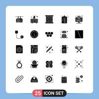 25 concept de glyphe solide pour les sites Web mobiles et les applications ajouter des éléments de conception vectoriels modifiables dans le presse-papiers du globe de la fenêtre du site vecteur