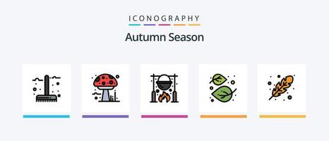 ligne d'automne remplie de 5 packs d'icônes, y compris l'automne. octobre. automne. calendrier. blé. conception d'icônes créatives vecteur