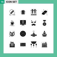 16 icônes créatives signes et symboles modernes de l'identification de l'utilisateur de l'éducation au thé retour à l'école testant des éléments de conception vectoriels modifiables vecteur