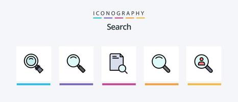 ligne de recherche remplie de 5 packs d'icônes, y compris le réglage. recherche. recherche. recherche. recherche. conception d'icônes créatives vecteur