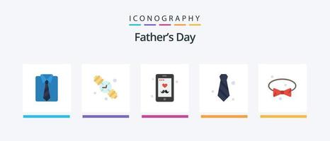 pack d'icônes plat 5 pour la fête des pères, y compris la robe. cravate. papa. cravate. tenue. conception d'icônes créatives vecteur