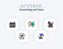 pack d'icônes remplies de ligne de taxes 5 conception d'icônes. jour de paie. calendrier. gestion. taux. flottant vecteur