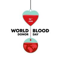 journée mondiale du don de sang de vecteur, signe médical le 14 juin illustration vectorielle. métaphore du don de sang humain pour l'humanité.