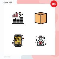 4 icônes créatives signes et symboles modernes de l'itinéraire de livraison de graphique mobile d'entreprise éléments de conception vectoriels modifiables vecteur
