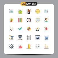 25 interface utilisateur pack de couleurs plates de signes et symboles modernes de date amour barre de chocolat calendrier de morsure nourriture éléments de conception vectoriels modifiables vecteur