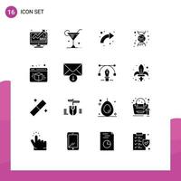 interface mobile glyphe solide ensemble de 16 pictogrammes d'éléments de conception vectoriels éditables de cube science flèche adn vecteur
