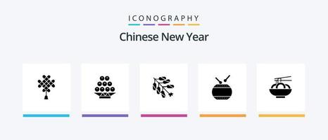pack d'icônes glyphe 5 du nouvel an chinois, y compris le nouvel an. Nouveau. nouvelle année. chinois. chinois. conception d'icônes créatives vecteur