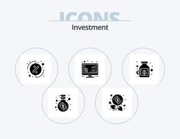 pack d'icônes de glyphe d'investissement 5 conception d'icônes. argent. monnaie. investissement. argent. retour vecteur