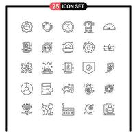 symboles d'icônes universels groupe de 25 lignes modernes d'éléments de conception vectoriels modifiables précédents de carte de crédit de flèche de carte de piratage vecteur