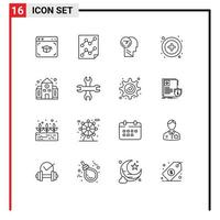 ensemble de 16 contours vectoriels sur la grille pour l'école plus interface de rapport éléments de conception vectoriels modifiables par l'homme vecteur