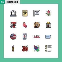 interface mobile ligne remplie de couleurs plates ensemble de 16 pictogrammes de signe de conception nouveau-né conception de croquis éléments de conception vectoriels créatifs modifiables vecteur