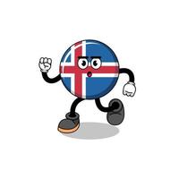 illustration de la mascotte du drapeau de l'islande en cours d'exécution vecteur