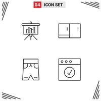 pack de 4 symboles universels de présentation vêtements rapport meubles shorts éléments de conception vectoriels modifiables vecteur