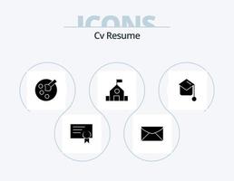 CV curriculum vitae glyphe pack d'icônes 5 conception d'icônes. science. apprendre . message. éducation . peindre vecteur