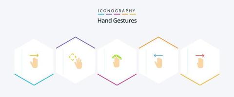 gestes de la main pack de 25 icônes plates, y compris le doigt. gestes. des doigts. flèche. robinet multiple vecteur