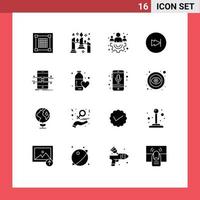 16 concept de glyphe solide pour les sites Web interface mobile et applications multimédia léger flèche avant éléments de conception vectoriels modifiables vecteur
