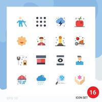 interface mobile couleur plate ensemble de 16 pictogrammes d'emojis cookie energy science education pack modifiable d'éléments de conception de vecteur créatif