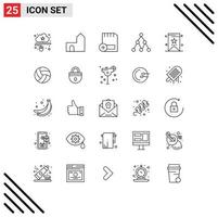 symboles d'icônes universels groupe de 25 lignes modernes d'ordinateurs de matériel de forteresse de lien social éléments de conception vectoriels modifiables vecteur