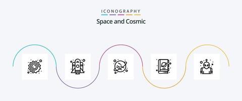 pack d'icônes space line 5, y compris l'espace. extraterrestre. Saturne. espace. planète vecteur