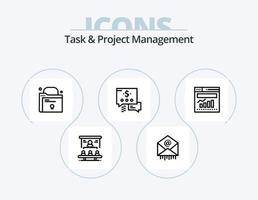 pack d'icônes de ligne de gestion de tâches et de projets 5 conception d'icônes. . communication. insigne de récompense. cloche. profil vecteur