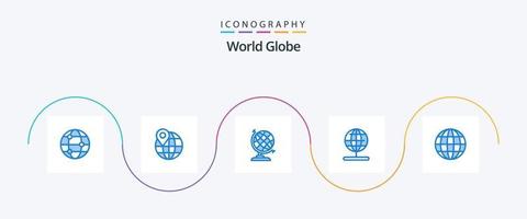 pack d'icônes globe bleu 5 comprenant. monde. globe. globe. monde vecteur