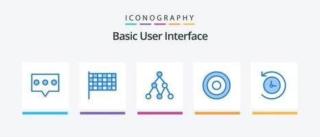 pack d'icônes de base bleu 5 comprenant. machine à remonter le temps. social. avenir. utilisateur. conception d'icônes créatives vecteur