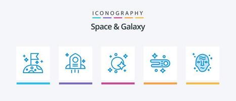 espace et pack d'icônes bleu galaxie 5, y compris l'espace. galaxie. Satellite. extraterrestre. comète. conception d'icônes créatives vecteur