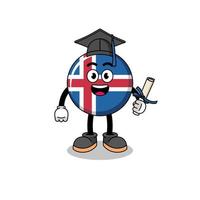 mascotte du drapeau islandais avec pose de remise des diplômes vecteur