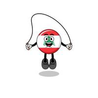 le dessin animé de la mascotte du drapeau du liban joue à la corde à sauter vecteur
