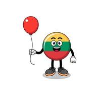 dessin animé du drapeau de la lituanie tenant un ballon vecteur