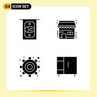 ensemble de 4 symboles d'icônes d'interface utilisateur modernes signes pour les paramètres atm acheter acheter des éléments de conception vectoriels modifiables à la maison vecteur