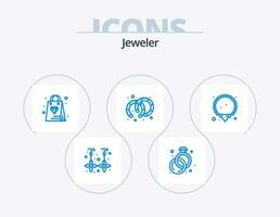 pack d'icônes bleu bijoux 5 conception d'icônes. . mala. sac. bijoux. bijoux vecteur