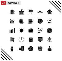 pack de 25 glyphes solides créatifs de décor hommes décoration hipster masculin éléments de conception vectorielle modifiables vecteur