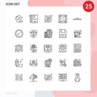 ensemble moderne de 25 lignes de pictogrammes d'éléments de conception vectoriels modifiables de boîte de conception de stationnement de développement de moustache vecteur