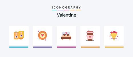 pack d'icônes valentine flat 5, y compris l'amour. aimer. aimer. jour. Valentin. conception d'icônes créatives vecteur