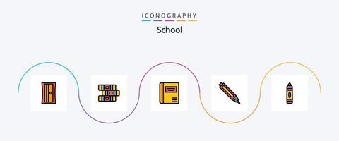 pack d'icônes plat rempli de 5 lignes d'école, y compris. crayon. livre médical. éducation. crayon vecteur