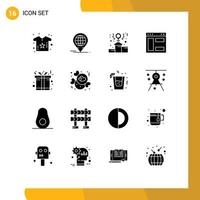 interface mobile glyphe solide ensemble de 16 pictogrammes d'éléments de conception vectoriels modifiables du navigateur de page Web de puissance du site Web de noël vecteur