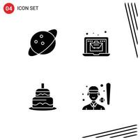 pack d'icônes vectorielles stock de 4 signes et symboles de ligne pour la journée de la planète économie en ligne baseball éléments de conception vectoriels modifiables vecteur