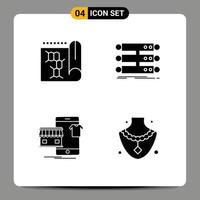 groupe de 4 signes et symboles de glyphes solides pour la biologie shopping science rack acheter des éléments de conception vectoriels modifiables vecteur