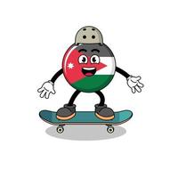 mascotte du drapeau de la jordanie jouant une planche à roulettes vecteur