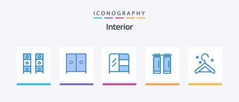 pack d'icônes bleu intérieur 5 comprenant. salle de bains. cintre. conception d'icônes créatives vecteur